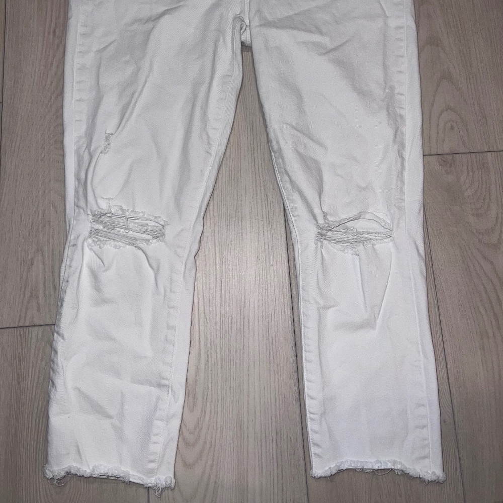 Paige Hoxton Crop White Distressed Jeans Size 31 (size 12) - Picture 3 of 5